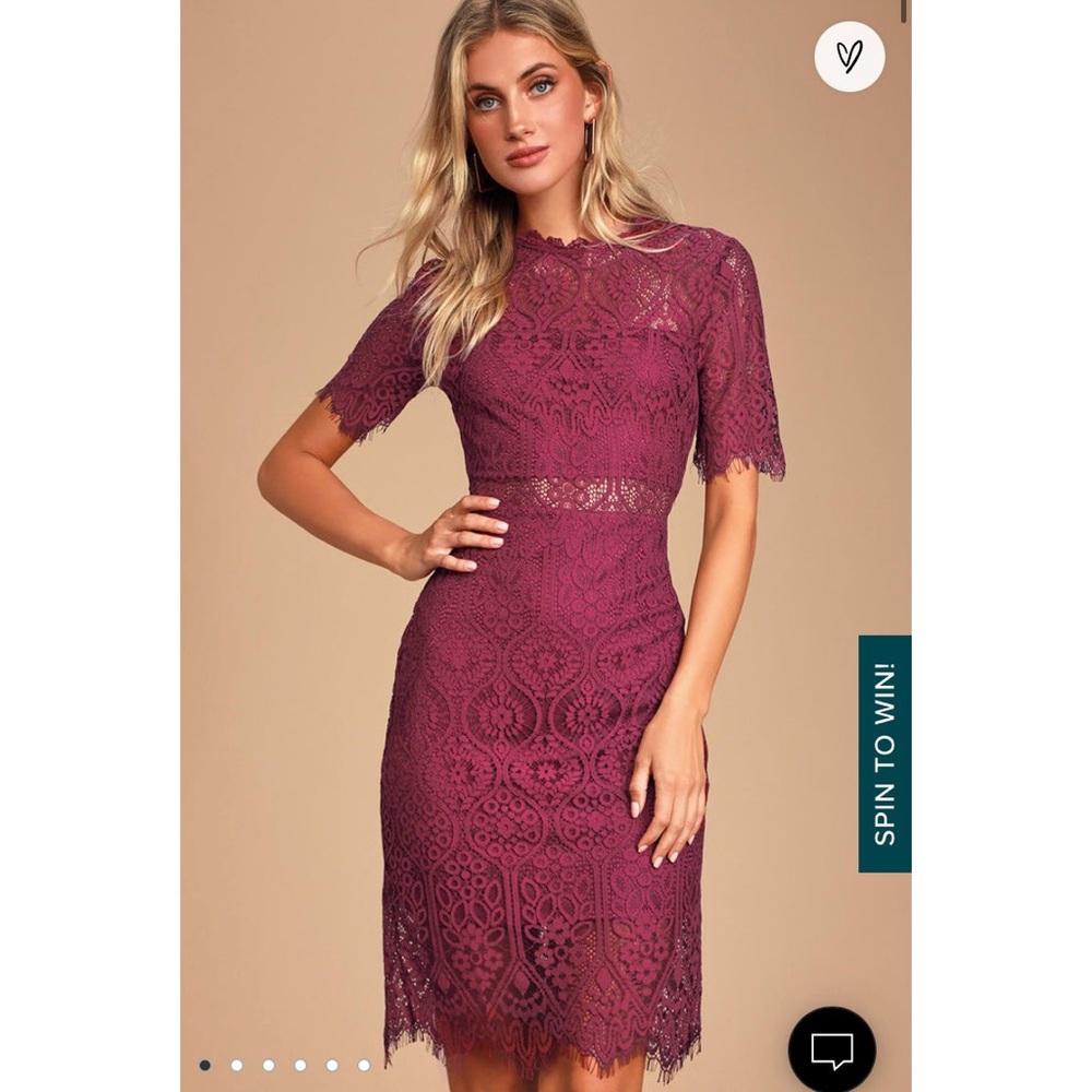 Lulu’s Remarkable Burgundy Lace Dress NWT